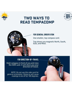 Brújula y termómetro Sun Company TempaComp con mosquetón 2