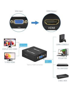 Adaptador VGA a HDMI XtremPro 1800p Full HD con Audio 2