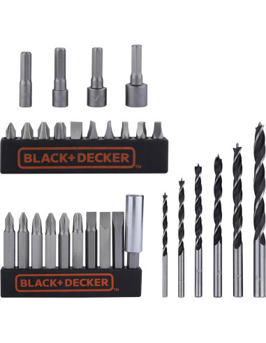 Taladro Atornillador Inalámbrico BLACK+DECKER 20V MAX + 30 Accesorios