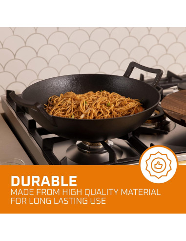 Wok de hierro fundido esmaltado Bruntmor 35 cm con tapa