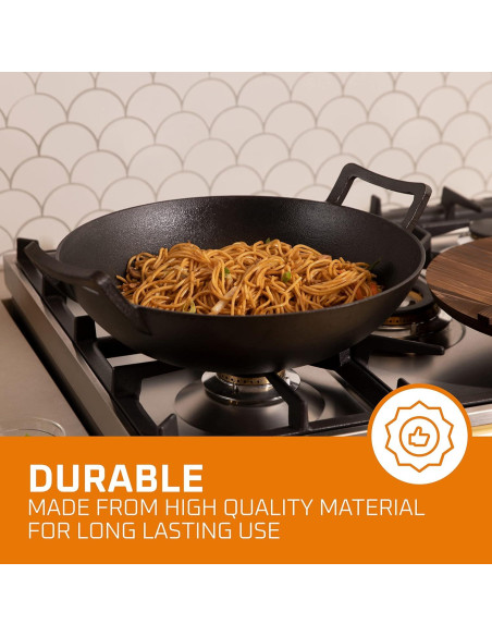 Wok de hierro fundido esmaltado Bruntmor 35 cm con tapa