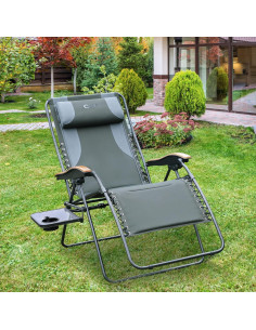 Silla de Patio Reclinable Portal XL con Cojines y Porta Vasos 2