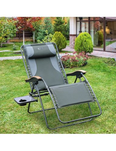 Silla de Patio Reclinable Portal XL con Cojines y Porta Vasos