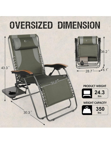 Silla de Patio Reclinable Portal XL con Cojines y Porta Vasos