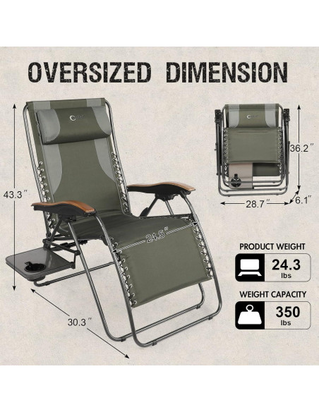 Silla de Patio Reclinable Portal XL con Cojines y Porta Vasos