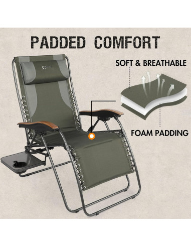 Silla de Patio Reclinable Portal XL con Cojines y Porta Vasos