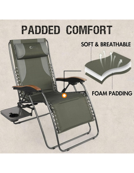 Silla de Patio Reclinable Portal XL con Cojines y Porta Vasos