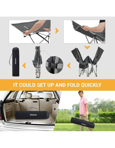 Cama de Camping Plegable KingCamp 190x67cm 120kg Gris