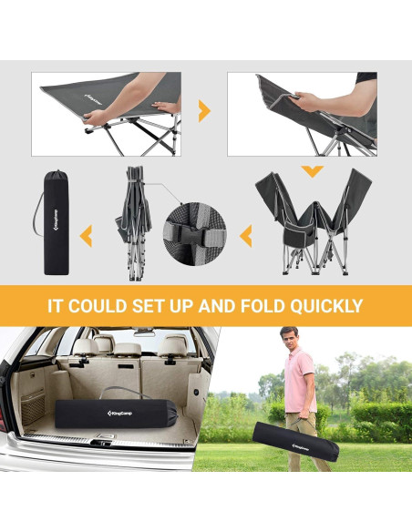 Cama de Camping Plegable KingCamp 190x67cm 120kg Gris