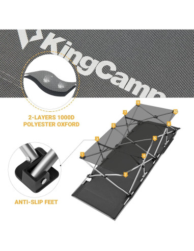 Cama de Camping Plegable KingCamp 190x67cm 120kg Gris