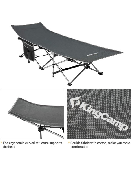Cama de Camping Plegable KingCamp 190x67cm 120kg Gris
