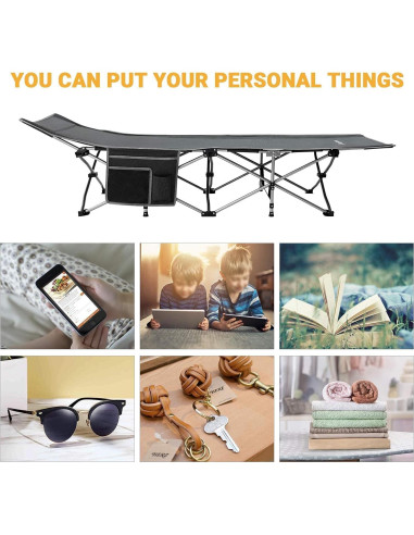 Cama de Camping Plegable KingCamp 190x67cm 120kg Gris