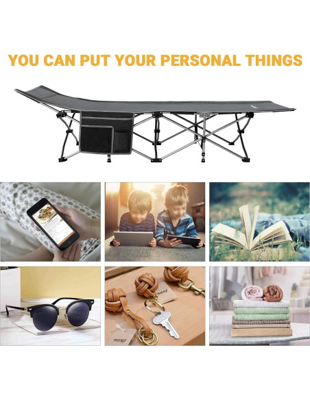 Cama de Camping Plegable KingCamp 190x67cm 120kg Gris