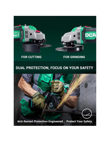 Amoladora Angular DCA 20V 4-1/2" 630W Batería 4.0Ah