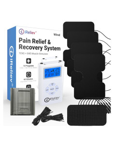 iReliev Estimulador Muscular TENS + EMS 14 Modos Alivio Dolor