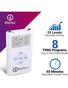 Unidad TENS iReliev ET-1313 para Alivio del Dolor Muscular 2