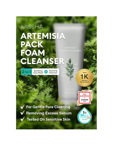 Limpiador Espumoso 2-en-1 MISSHA Artemisia 150ml - Facial y Mascarilla