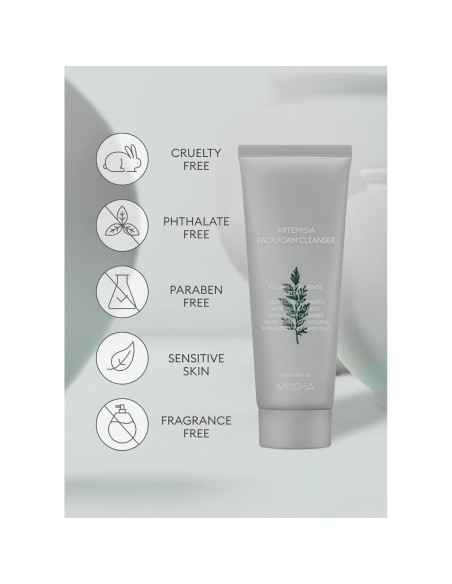 Limpiador Espumoso 2-en-1 MISSHA Artemisia 150ml - Facial y Mascarilla