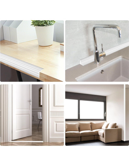 Protector de Esquinas de Pared Yonilarey 6.1m Autoadhesivo Blanco