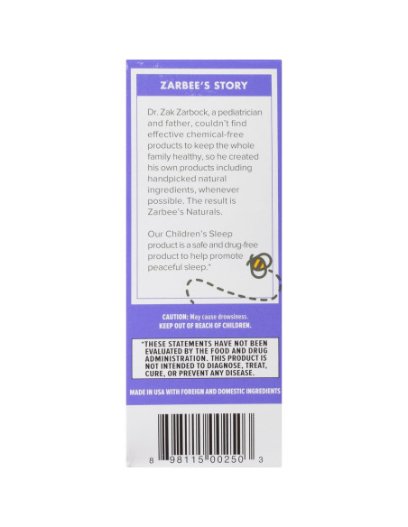 Suplemento de Melatonina Infantil Zarbee's Naturals 30 Tabletas Uva