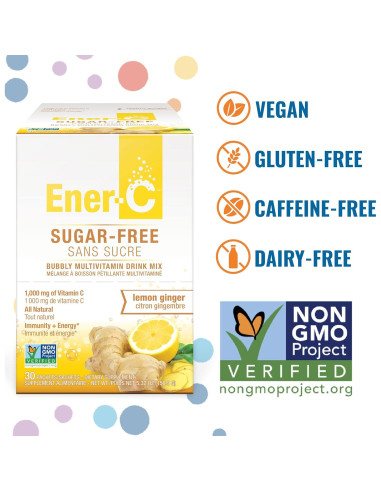 Ener-C Bebida Multivitamínica Sin Azúcar Limón Jengibre 60 Sobres
