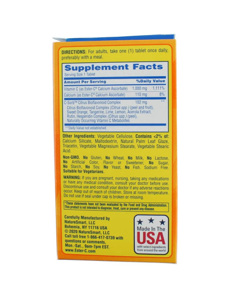 Ester-C Vitamina C 1000 mg Nature's Bounty 90 Tabletas Vegetales