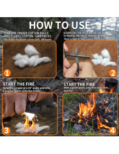 Encendedor de Fuego HOPKASE 2PCS Magnesio con Yesca 2