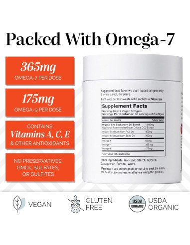 Suplemento Omega-7 Sibu 60 Softgels - Aceite Espino Marino