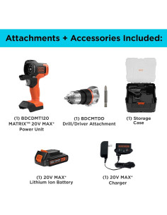 Taladro Inalámbrico BLACK+DECKER MATRIX 20V Kit Completo 2