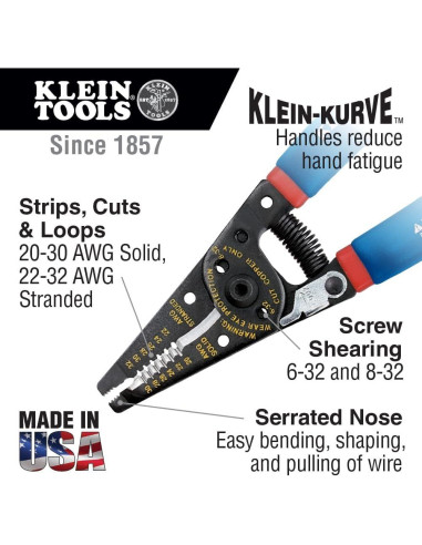 Cortador Pelacables Klein Tools 11057, Alambre 20-30 AWG