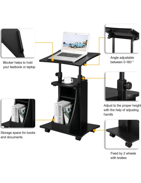 Atril Podio Móvil VINGLI Ajustable para Presentaciones Negro