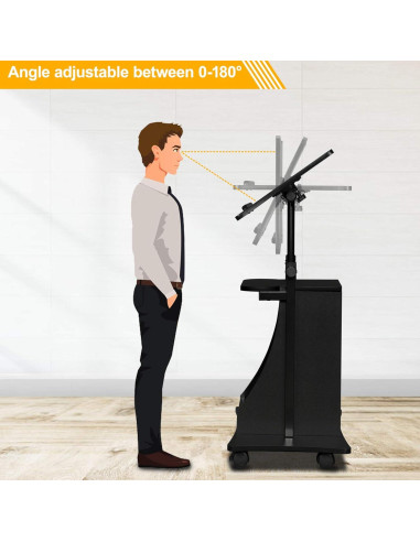 Atril Podio Móvil VINGLI Ajustable para Presentaciones Negro
