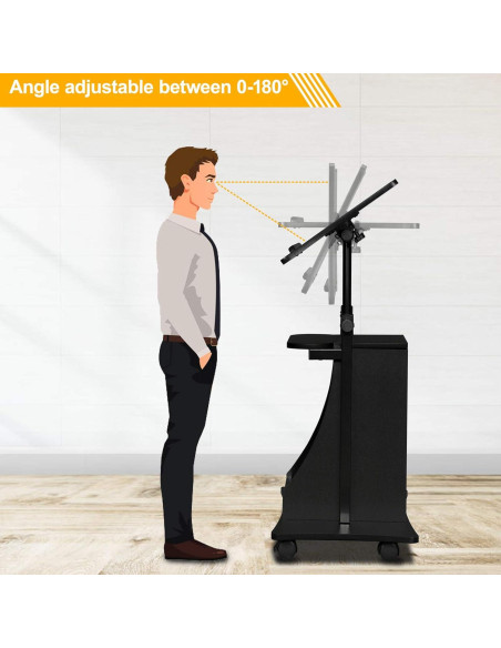 Atril Podio Móvil VINGLI Ajustable para Presentaciones Negro