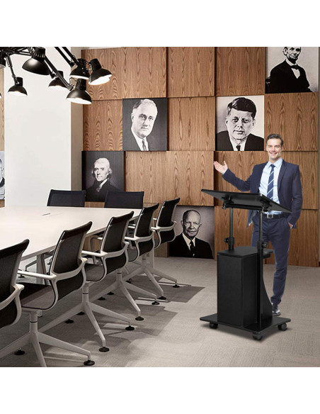 Atril Podio Móvil VINGLI Ajustable para Presentaciones Negro