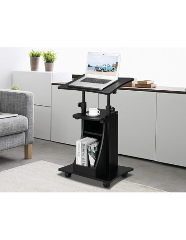 Atril Podio Móvil VINGLI Ajustable para Presentaciones Negro