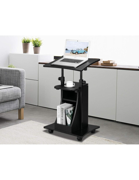 Atril Podio Móvil VINGLI Ajustable para Presentaciones Negro