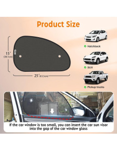 Sombras de Ventana para Automóvil COOCTECH 63.5x38.1cm UV 99.98% (2 Pcs) 2