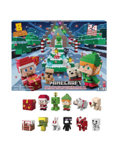 Calendario de Adviento Minecraft Mattel 2021 con 12 Figuras y Stickers