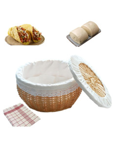 Cesta Calentadora de Tortillas Ansujie 26x26x15cm Mimbre