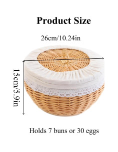 Cesta Calentadora de Tortillas Ansujie 26x26x15cm Mimbre 2