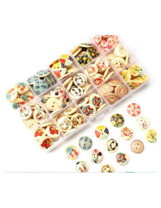 Botones de Madera Mixta AKOAK - 225 Piezas 15mm y 18mm