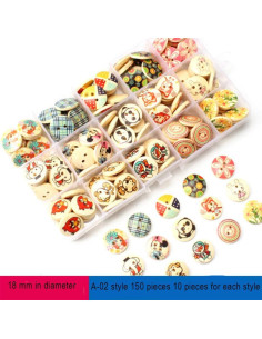 Botones de Madera Mixta AKOAK - 225 Piezas 15mm y 18mm 2