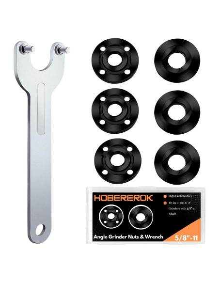 Kit de Tuercas y Llave HOBEREROK para Amoladora 7 Piezas Kit de Tuercas y Llave HOBEREROK para Amoladora 7 Piezas