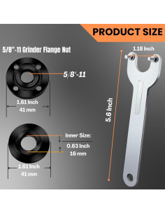 Kit de Tuercas y Llave HOBEREROK para Amoladora 7 Piezas 2