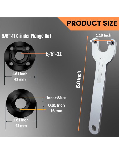 Kit de Tuercas y Llave HOBEREROK para Amoladora 7 Piezas Kit de Tuercas y Llave HOBEREROK para Amoladora 7 Piezas