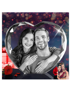 Foto de Cristal 3D Personalizada CLOUDAO Corazón 8.4x8.9cm