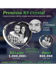 Foto de Cristal 3D Personalizada CLOUDAO Corazón 8.4x8.9cm 2