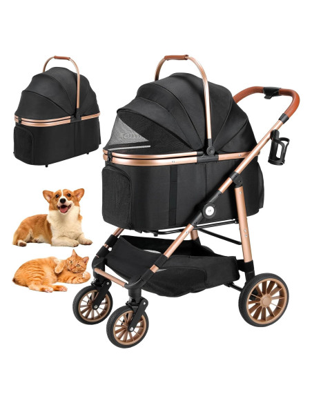 Carrito Plegable para Mascotas MAMIZO 25kg Negro 3 en 1