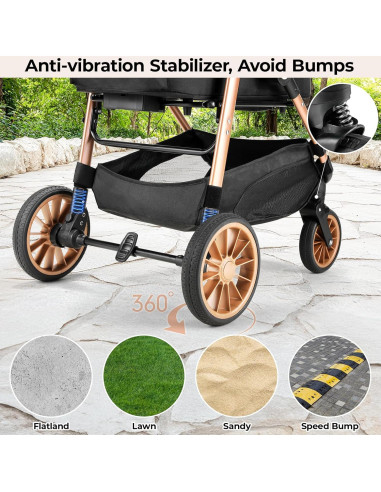 Carrito Plegable para Mascotas MAMIZO 25kg Negro 3 en 1