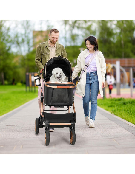 Carrito Plegable para Mascotas MAMIZO 25kg Negro 3 en 1